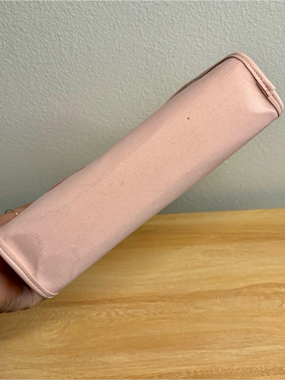 Glossier Beauty Bag Pink Cosmetic Pouch with Red Logo
